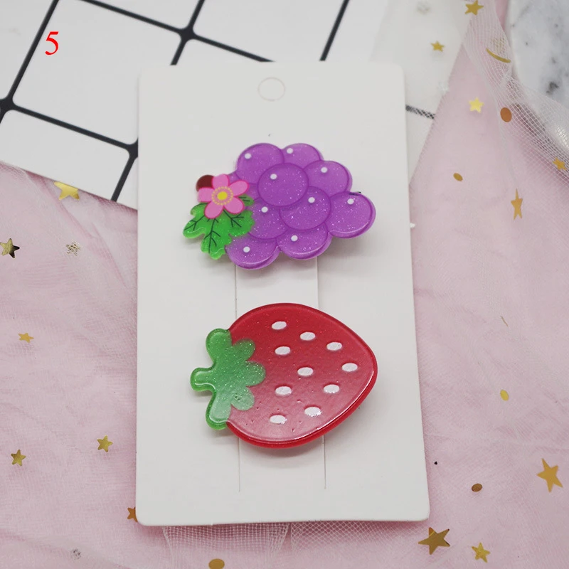 

New Arrivals 2Pcs/Set Kids Hair Accessories Set Headwear Strawberry Pineapple Fruit Hairpins Cartoon Carrot Hair Clip for Girls