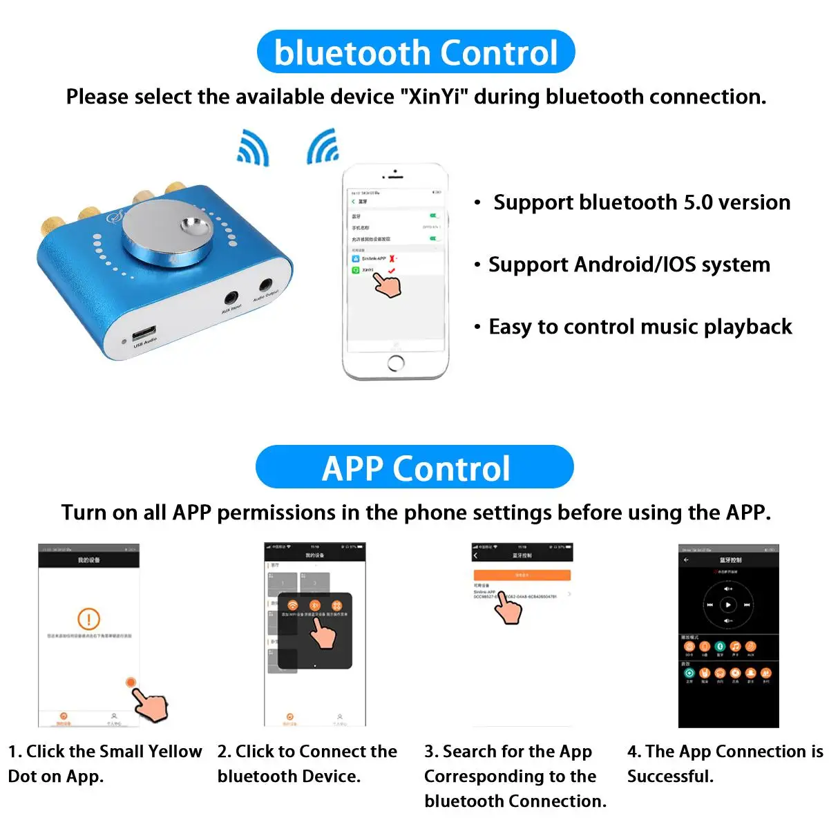 Цифровой мини-усилитель 200 Вт + 12 В/24 В bluetooth 5 0 HiFi стерео аудио 2 каналов звуковые