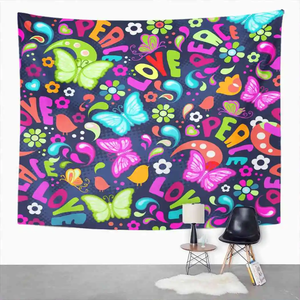 Морской гобелен милые бабочки для спальни декор комнаты настенный пикник коврик