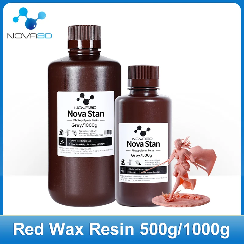 

NOVA3D UV Resin Red Wax 3D Printer Resin 500g/1000g Impresora 3D 405nm Photosensitive Rubber Resin Super Quality High Details