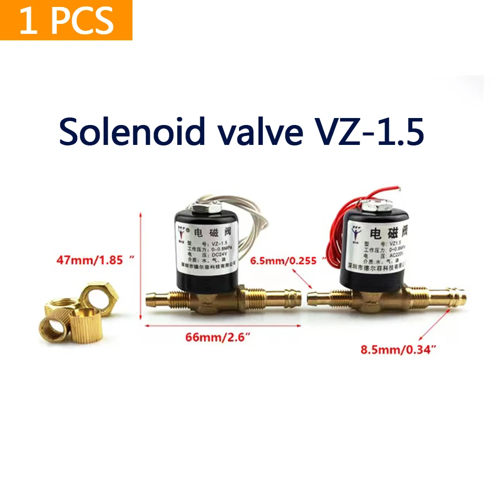 TIG Argon welding machine solenoid valve Welding VZ-1.5 AC DC 24V 36V 220V 2 position way |