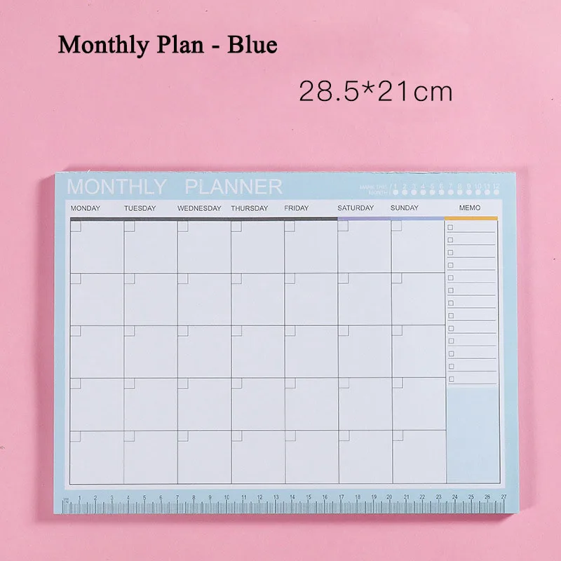 Month Blue EZONE A4 блокнот с ежемесячным планированием, еженедельный блокнот с планировкой, настольный блокнот для планирования расписания, простой стильный клейкий блокнот для заметок, офисные канцелярские принадлежности - Цвет: Month Blue
