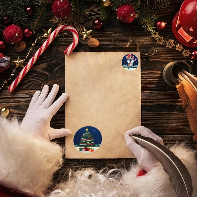 

Christmas Ornaments Sticker Roll 500PCS Per Roll Very Suitable for Christmas Themed Christmas Tree Decorations 5 PCS