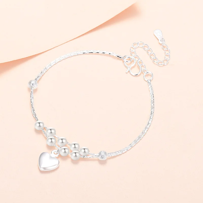 

925 Sterling Silver LOVE Heart Bracelet For Women On Hand Charms Bracelet Wedding Luxury Jewelry 2021 Girls Gifts