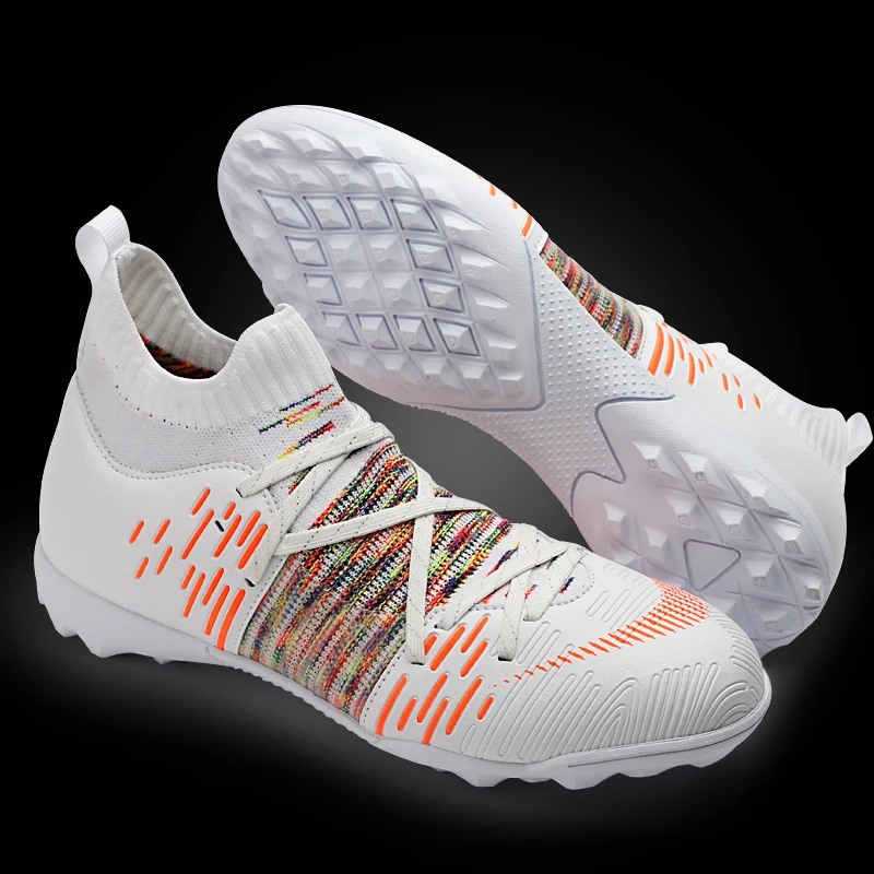 BINBINNIAO Football Shoes Men Futsal Flying Woven Breathable Football Boots Kids TF/FG Sneakers Soccer Cleats zapatos de futbol