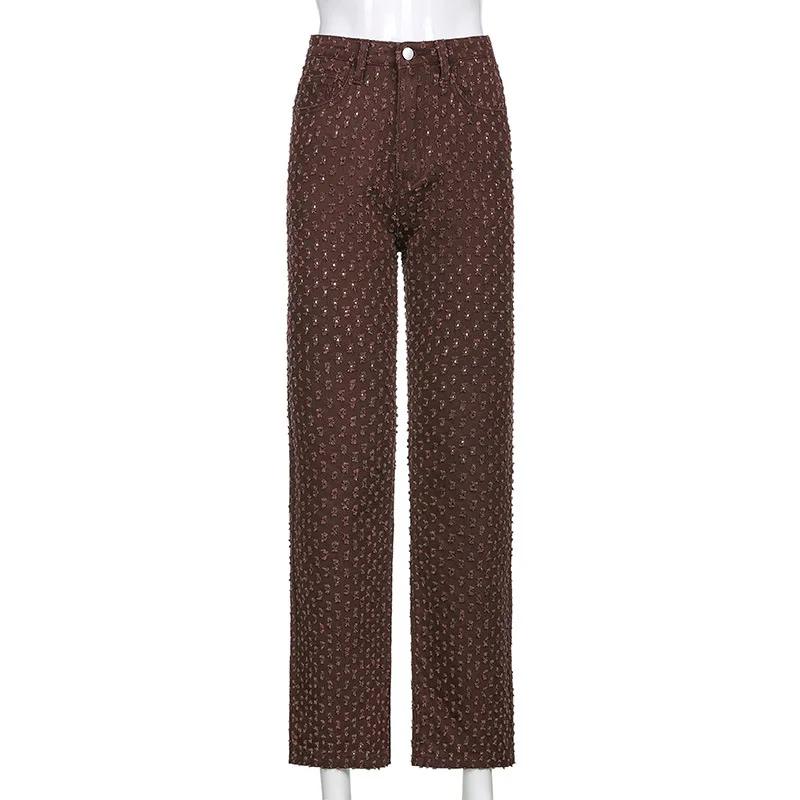 

JMPRS Y2K Women Jeans Fashion Ripped High Waist Cotton Denim Pants Streetwear Baggy Cargo Wide Leg Jeans 90s Straight Trousers