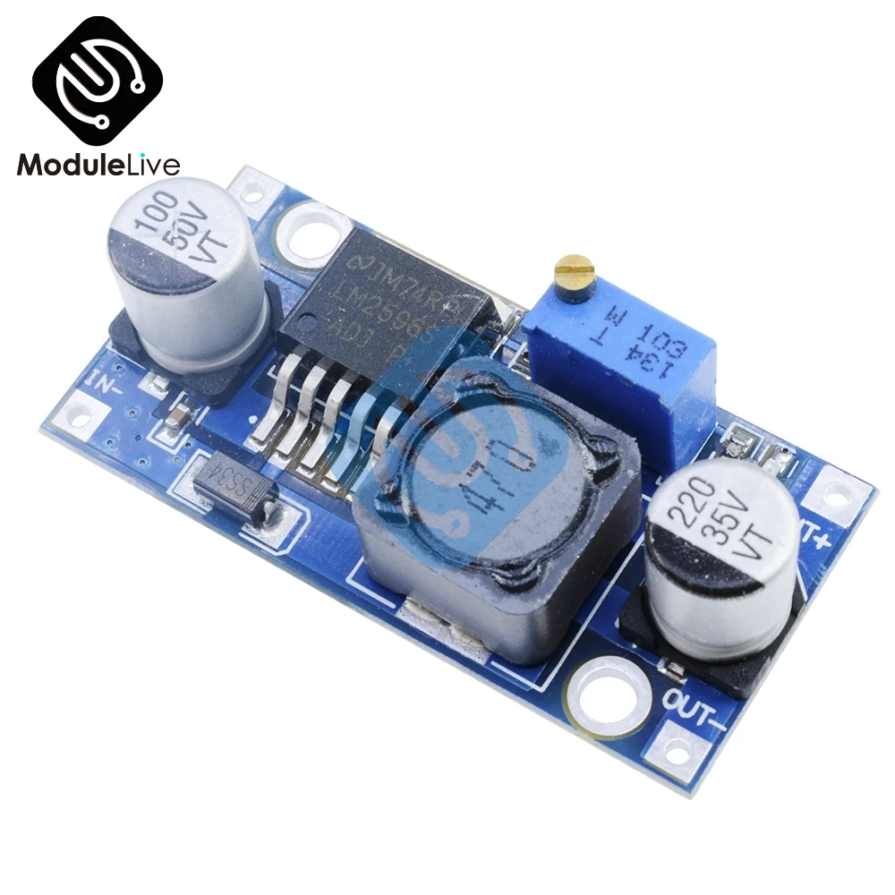 2 шт. модуль понижения мощности с регулируемой регулировкой синий LM2596 понижающий