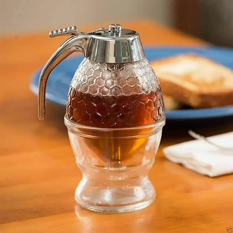 200ml Clear Acrylic Honey Dispenser Syrup Jar Bottle Holder Kitchen Squeeze Juice Cup Bee Drip | Дом и сад