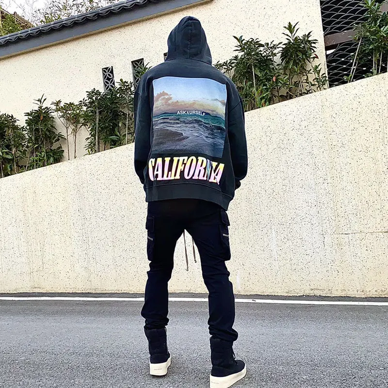 

Vintage ASKYURSELF Printing Colorful Reflective High Street Trend Wash Oversized ASKYURSELF Men's Hoodies Women's Sweatshirt