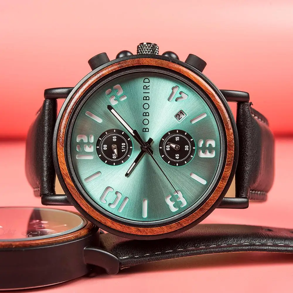 Reloj hombre BOBO BIRD водонепроницаемые часы для мужчин Топ роскошные стильные светящиеся часы Отображение даты деревянные часы для мужчин OEM Прямая поставка