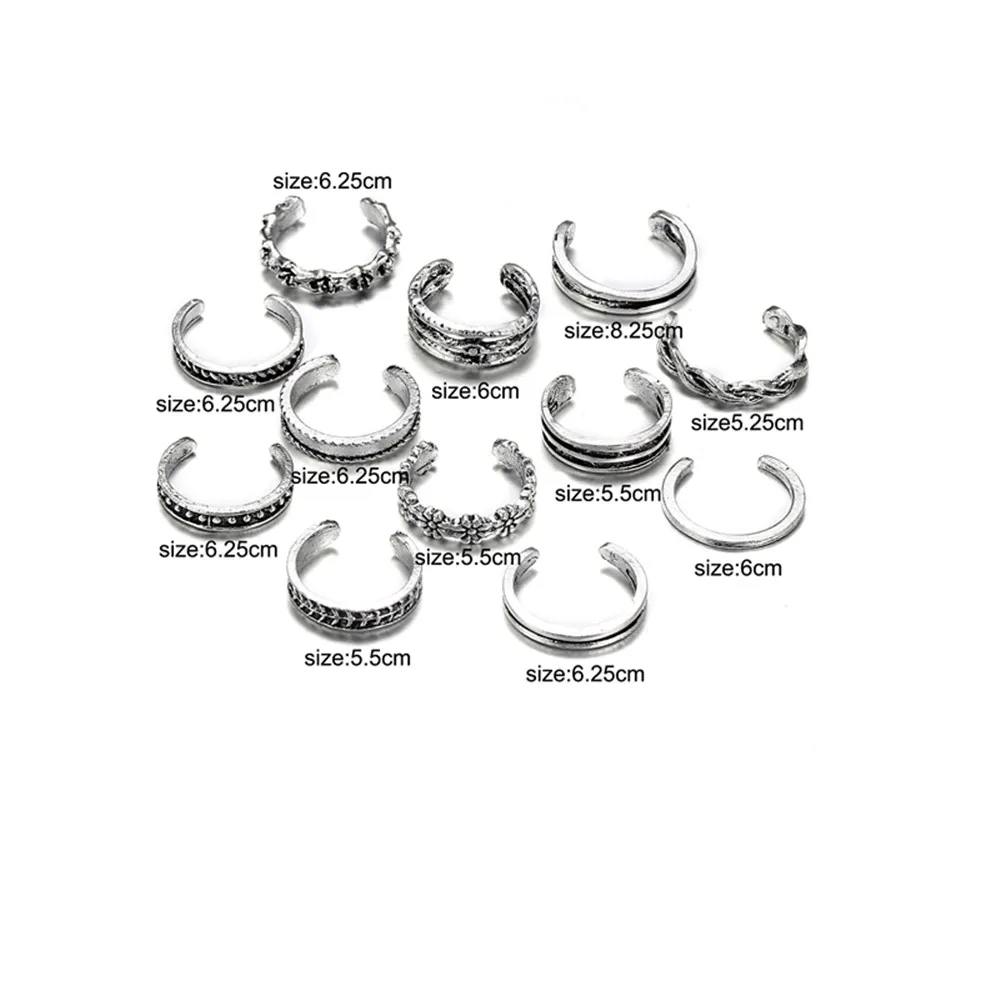 Набор колец для ног 12 шт./компл. комбинированный набор пальцев Простые ретро