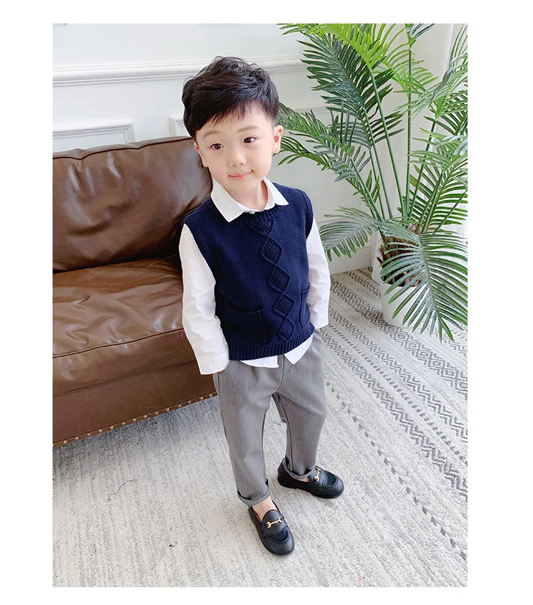 90-140cm height new autumn boys fashion knitted vest kids spring autumn clothing boys casual vest