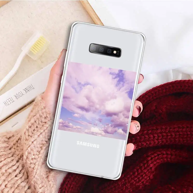 

Sweet sky pink Cloud Great art printing Phone Case Clear Transparent for samsung A 21s 50 71 S 8 9 20 note 10 20 plus ultra