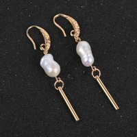 2020 korean fashion women irregular freshwater peal dangle earring trendy gold long tassel drop earrings bride wedding jewelry