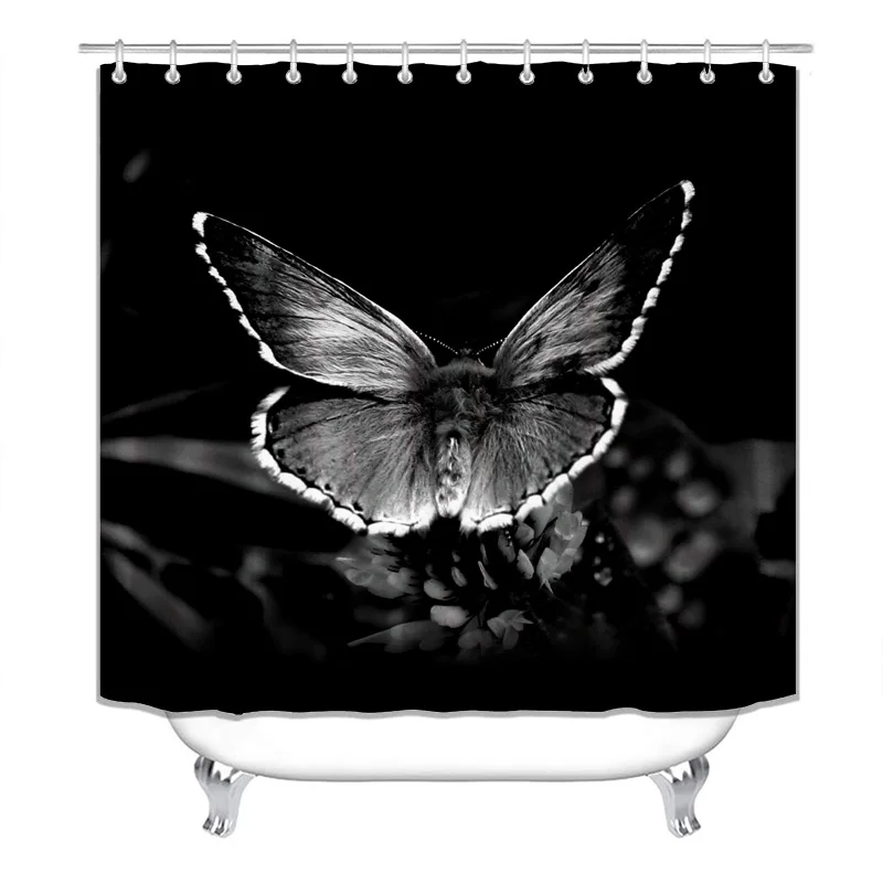 

Shower Curtains for Bathroom,Bedroom,Window, Decorations of Big Black Butterfly