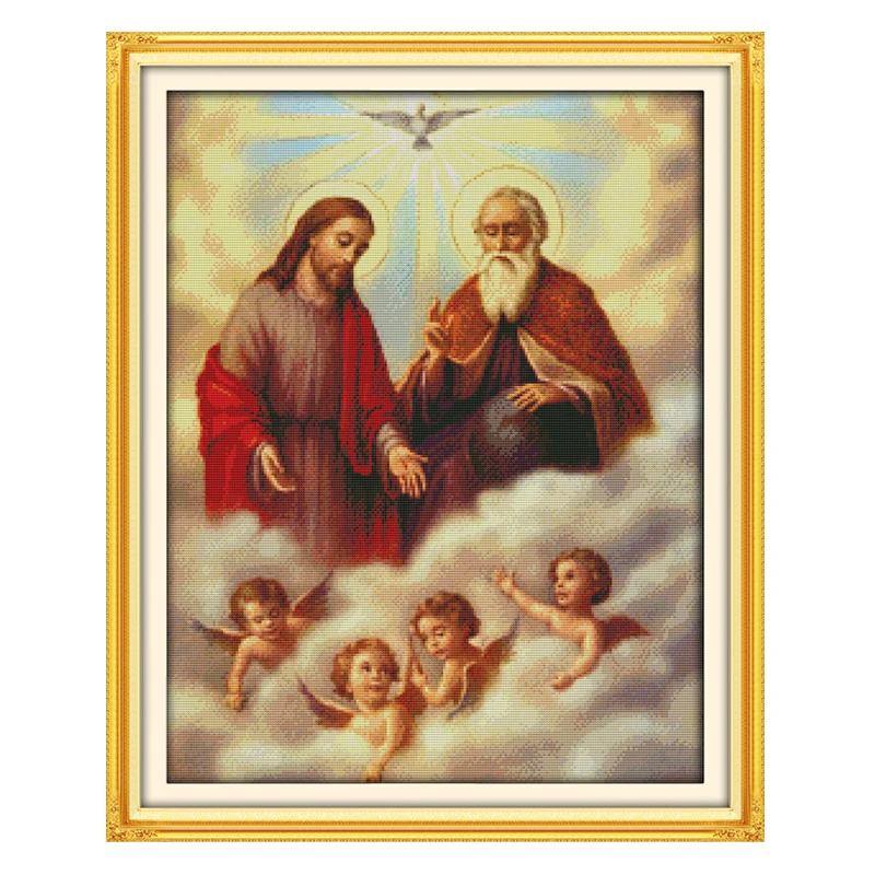 

Набор для вышивки крестиком Joy Sunday, Набор для вышивки крестиком с изображением Иисуса и маленького ангела 14CT 11CT, набор игл для ручного вышива...