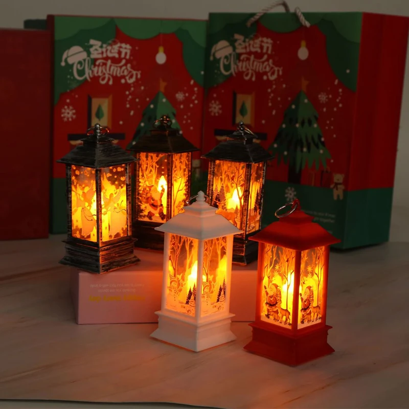 Ornamento de Navidad para ni&ntilde;os, l&aacute;mpara LED colgante de escritorio, linterna de Santa Claus y alce, decoraci&oacute;n de fiesta en casa, regalo, novedad de 2021-1