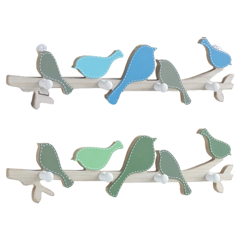 Креативные деревянные птицы 4 крючка домашние декоративные крючки деревянный