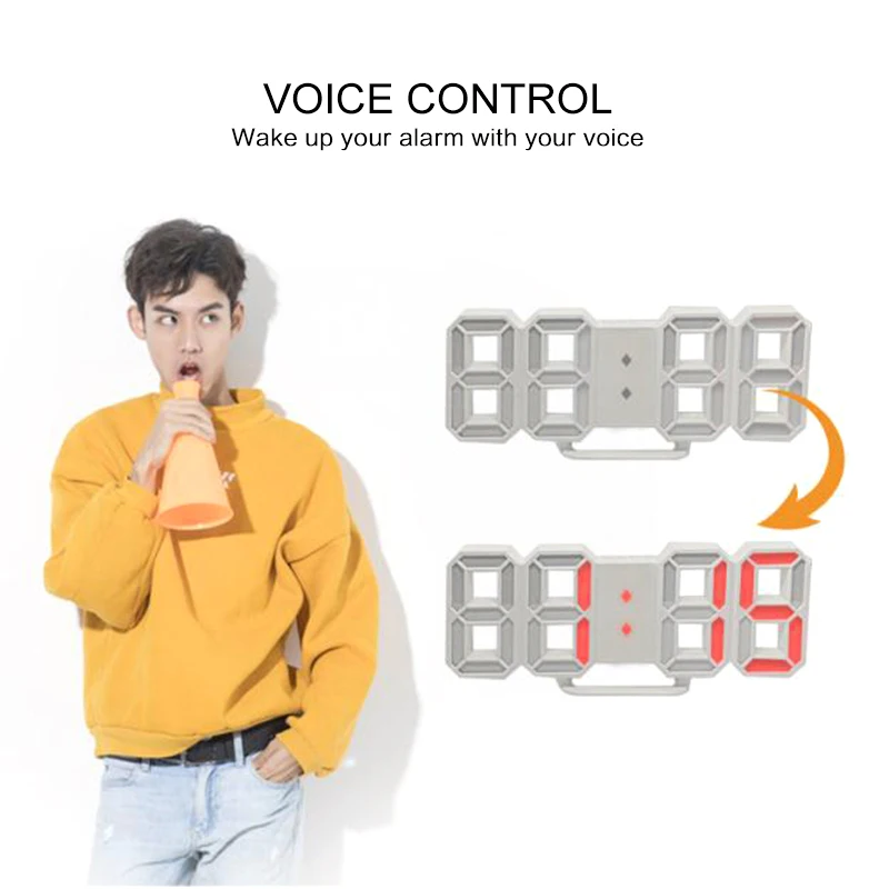 Часы светодиодные цифровые 3D настенные с USB-зарядкой и повтором сигнала для