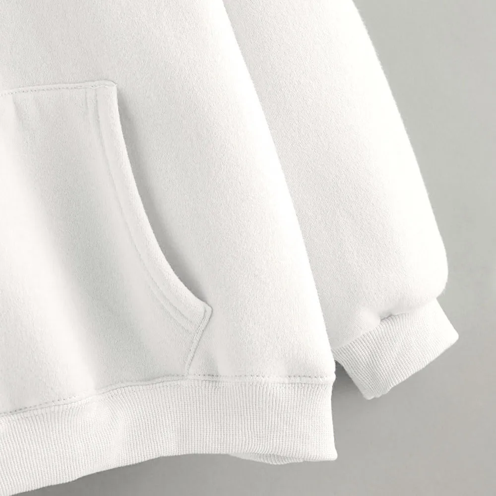 

Autumn Winter Women Hoodies Kawaii White Rabbit Ears Fashion Hoody Casual Solid Color Warm Sweatshirt Hoodies For Women 2020