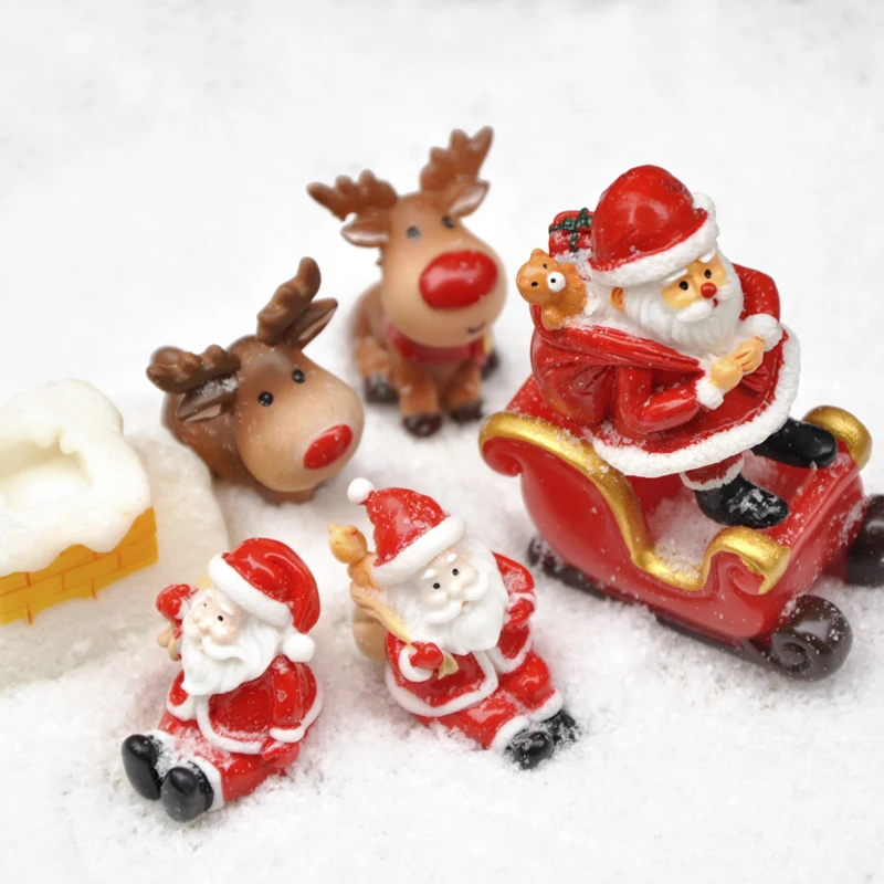 BAIUFOR Рождественский миниатюрный Санта Клаус сани олень подарок поезд фотосад