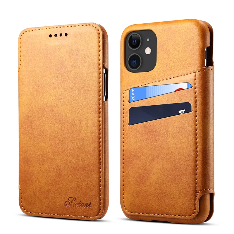 Для iPhone 11 из искусственной кожи, флип-чехол, Ретро стиль, многофункциональный чехол, тонкий бизнес-чехол для смартфона, чехол для iPhone 11 Pro Max - Цвет: Оранжевый