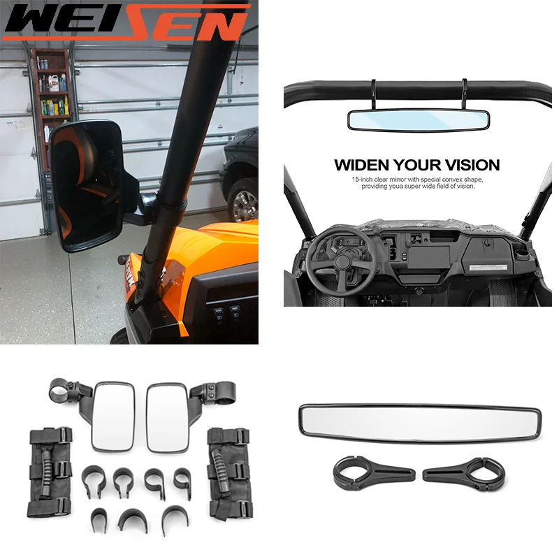 

1 .875"/2 Roll Bar Adjustable Rear View Center & Side Mirrors Grab For 2017-2021 Can-Am Maverick Trail X3 MAX UTV Accessories