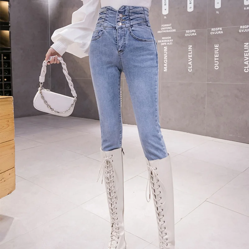 Женская обувь Сезон весна осень Корейский Стиль ультра джинсы с высокой талией