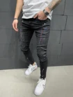 Джинсы мужские Узкие рваные стрейчевые, модные брюки упругая краска в стиле панк, уличная одежда в стиле хип-хоп с царапинами