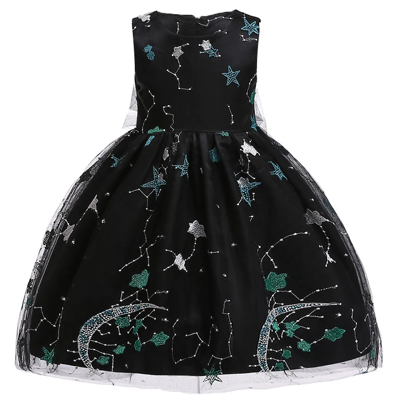 

Summer Flower Girls Costume Kids Dresses For Girls Children Clothes Star Print Princess Dress Wedding Bridesmaid Baptism Dress