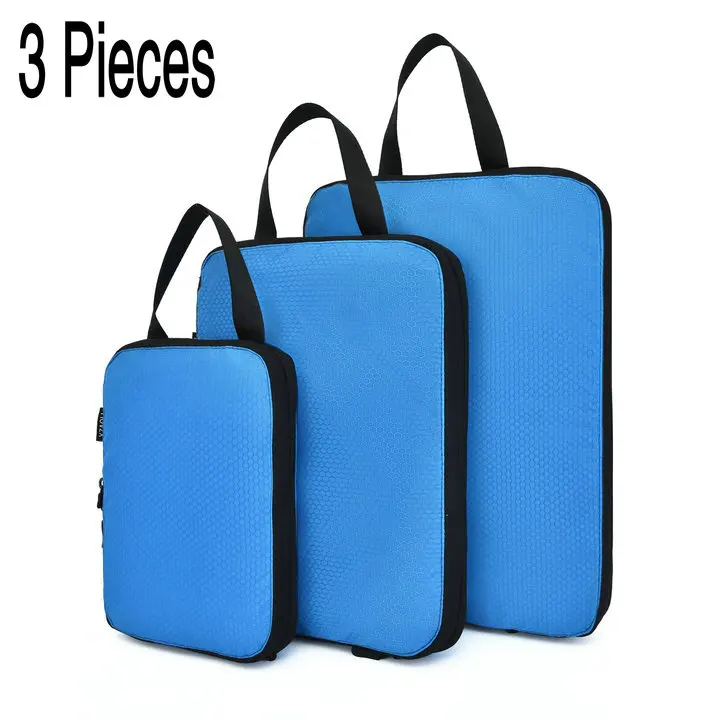 3pcs Blue Soperwillton компрессионные упаковочные кубики, набор косметических сумок, нейлоновая дорожная сумка для мужчин и женщин, органайзер для путешествий, аксессуары - Цвет: 3pcs Blue