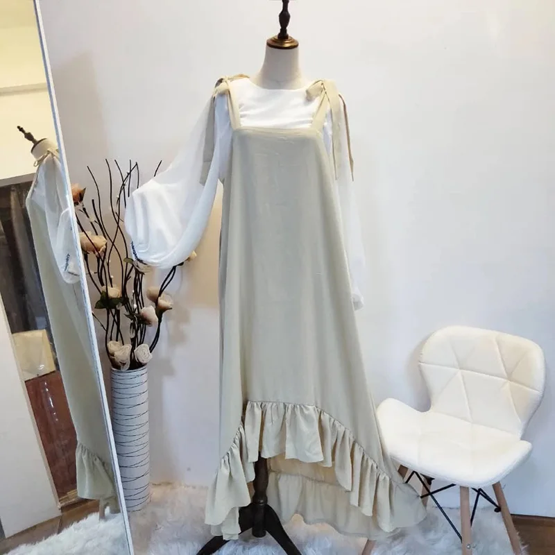 

2021 Hot Selling Latest 2pcs set Long Sleeve Turkey Islamic Muslim Dresses Plus Size Women Clothing Dubai Abaya Dress