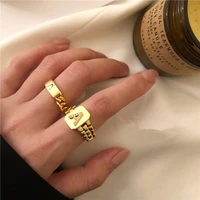 trend wild new design 26 english letters diamond opening strap ring unisex jewelry