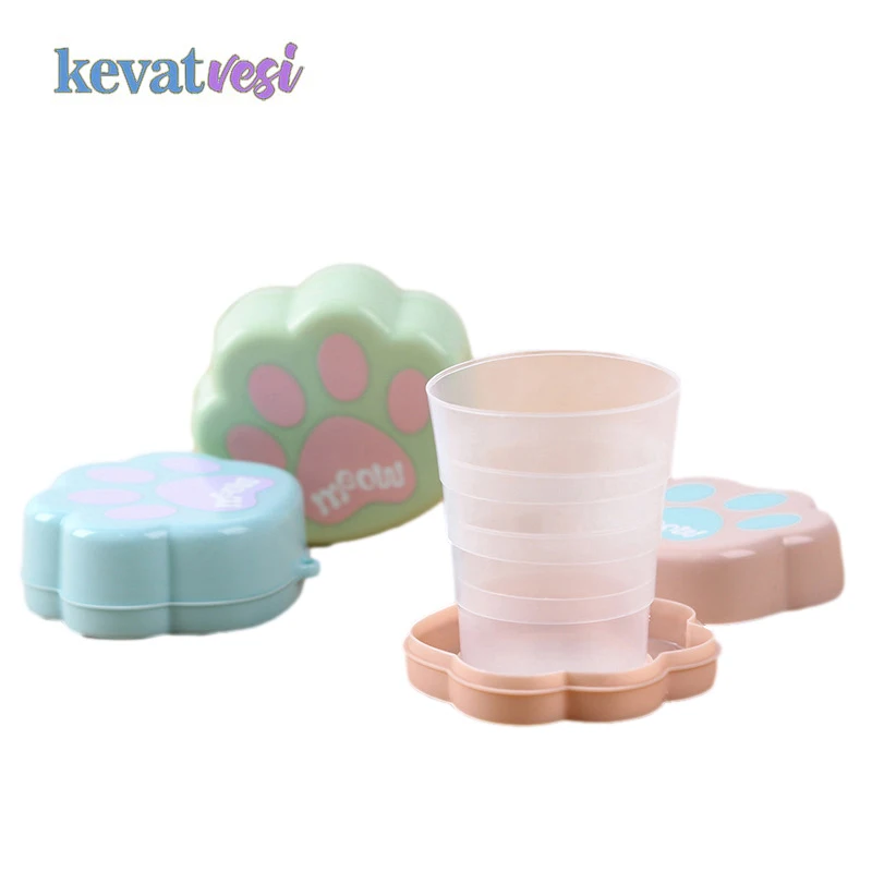 Мультяшная кошачья чашка с когтями портативная силиконовая Выдвижная складная