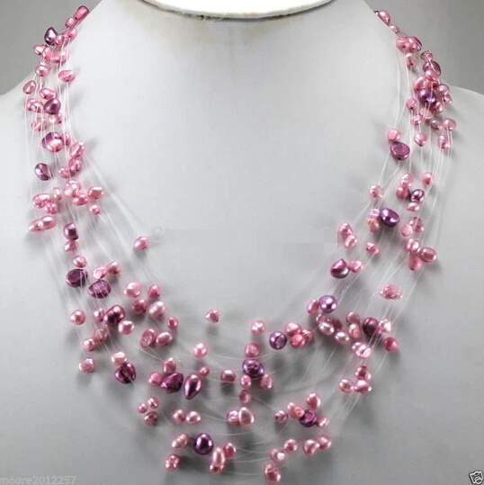 + 00779 натуральный розовый фиолетовый пресноводный жемчуг женские ювелирные