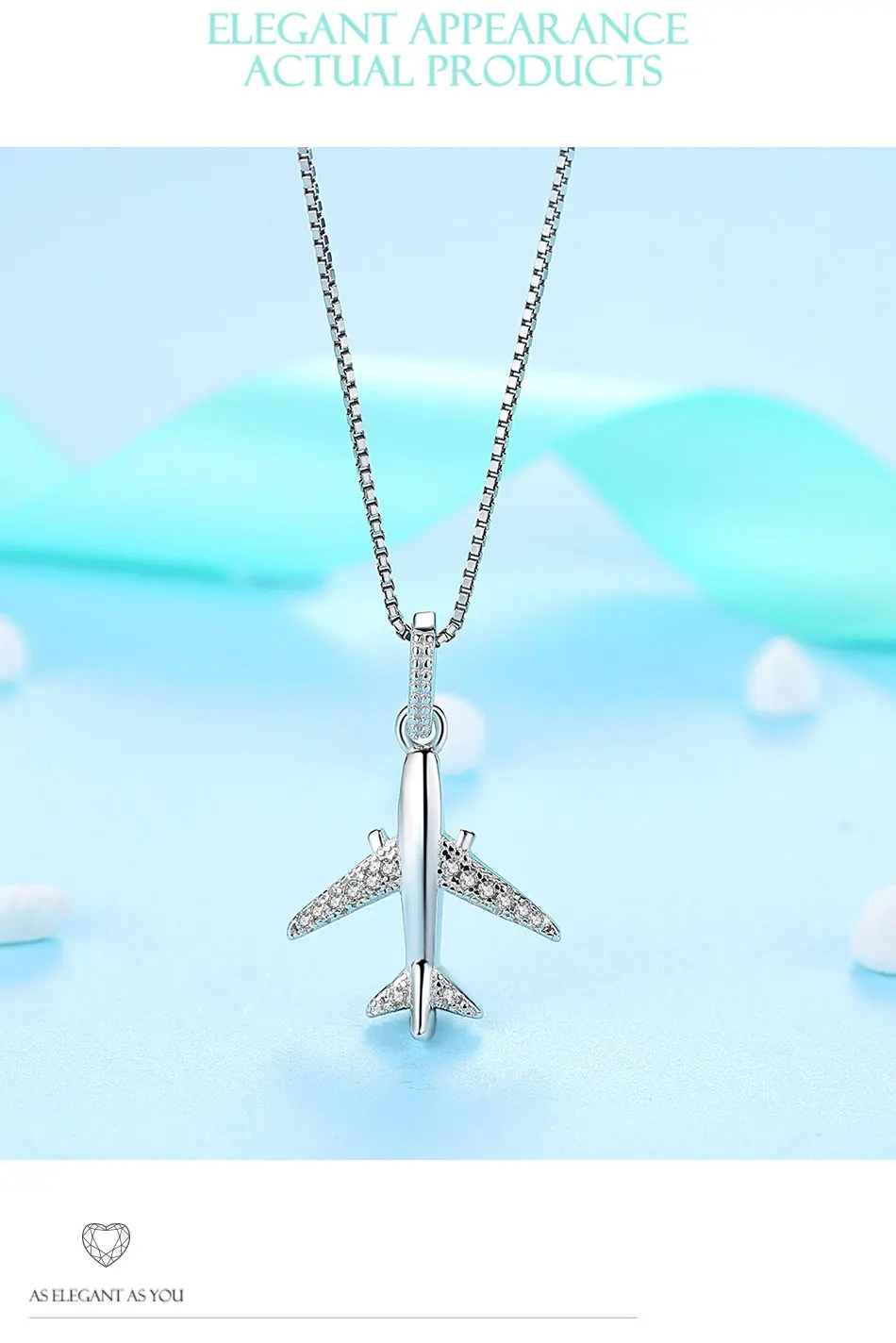 Wholesale 5PCS Crystal Aircraft Airplane Necklace 925 Sterling Pendant Necklace Birthday Party Jewelry Gift