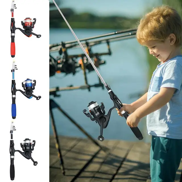 Mini Telescopic Fishing Pole Set With Reel Bait Box Fishing Rod Kit For Children Outdoor Portable Fishing Pole Set 1