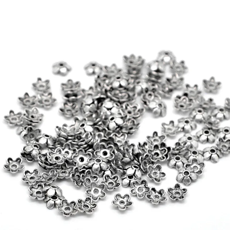 Торцевые колпачки DoreenBeads для украшений сделай сам 70 шт. серебряный цвет Цветочные