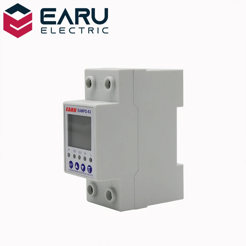 63A 230V дисплей регулируемый ток защита от утечки земли под напряжением протектор