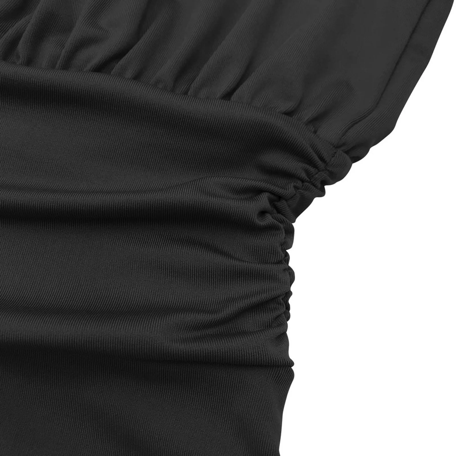 

2021 Summer Bodysuits Sexy Deep V-Neck Pleated Waist Tights Fashion Solid Color Black Jumpsuits Women Slim Short Sleeve Rompers