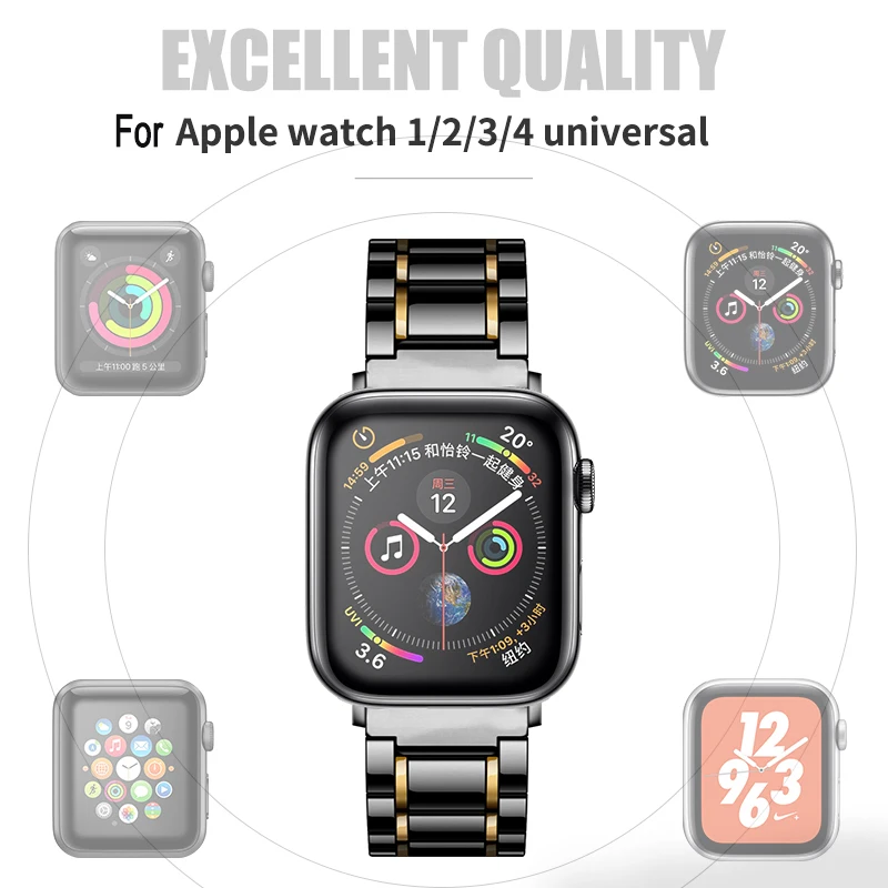 Керамический ремешок watcn для Apple Watch 4 5 44 мм 40 браслет iwatch 3 2 38 42 керамический из