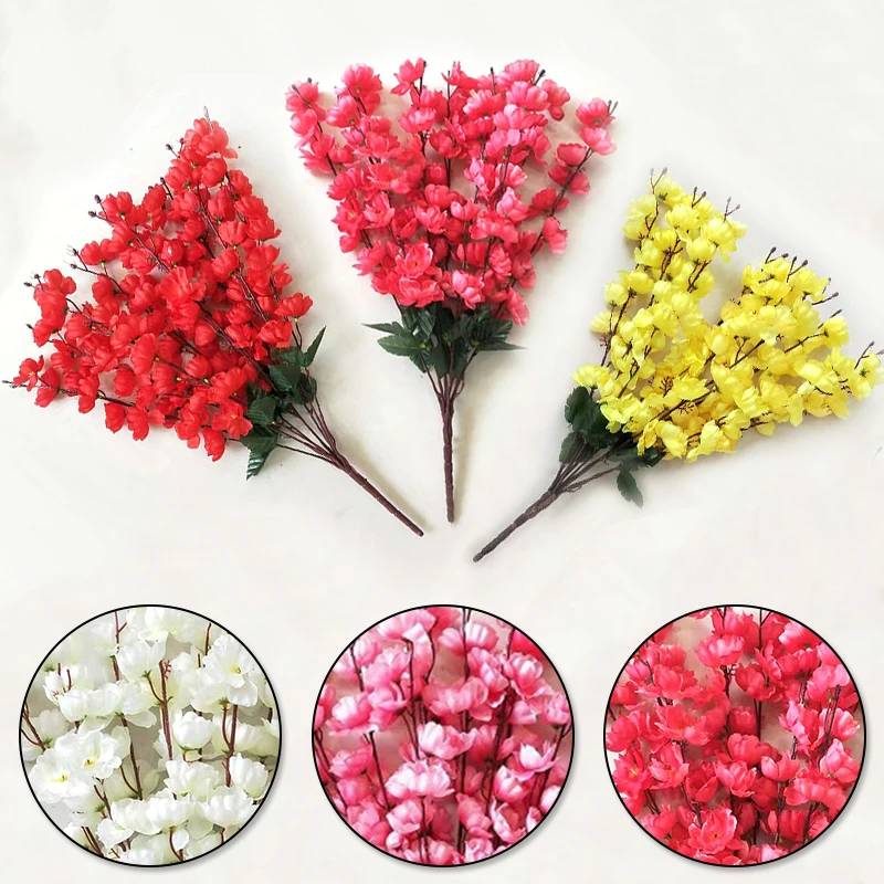 

7/9Fork Simulation Peach Blossom Silk Artificial Peach Flower for Wedding Party Gift Home Decor DIY Accessorie Fake Flower Craft
