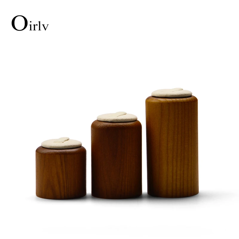

Oirlv New 6Pcs/2 Set Jewelry Display Set Round Ring Holder Wooden Jewelry Support Decoration Jewelry Organizer Stand Showcase