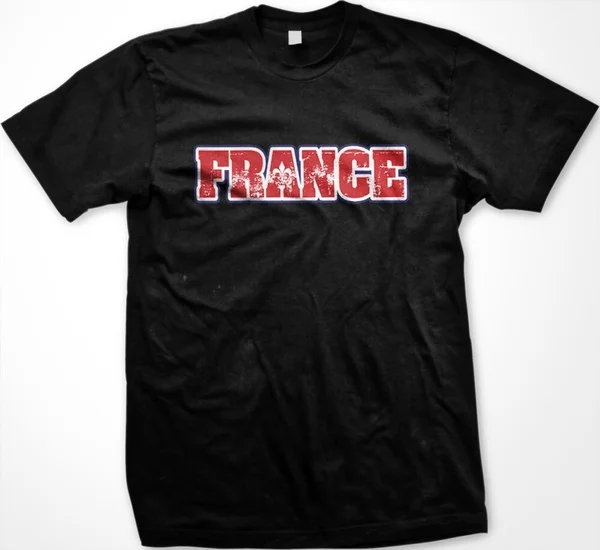 

France Bold Distressed Flag Color Lettering French National Pride Mens T-Shirt