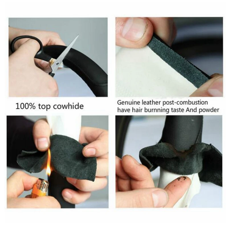 Кожаный Универсальный чехол на рулевое колесо 38 см автомобильный Стайлинг