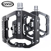 cxwxc bicycle pedals dual function platforms flat clipless mtb pedals spd cleats 3 sealed bearings road bmx bike pedals