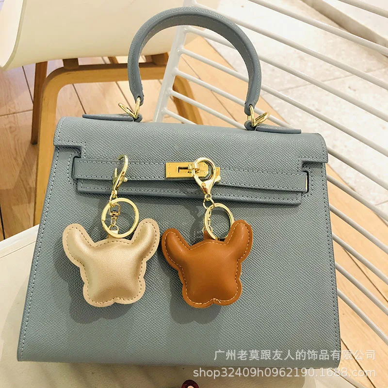 

Fashion Punk French Bulldog Keychain PU Leather Dog Keychains for Women Bag Pendant Jewelry Trinket Men's Car Key Ring Key Chain