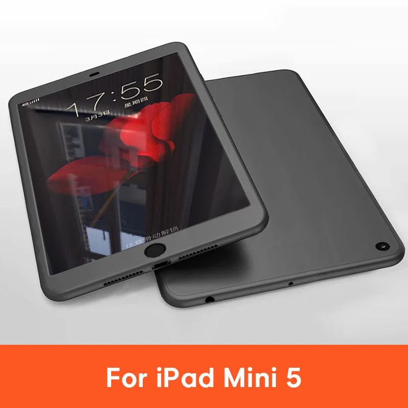 New iPad mini 5 BK Чехол для iPad Air 1 2 3 iPad mini 4 5 для iPad Pro 10,5 силиконовый 360 всего тела крышка+ Стекло для iPad 9,7 5th 6th чехол - Цвет: New iPad mini 5 BK