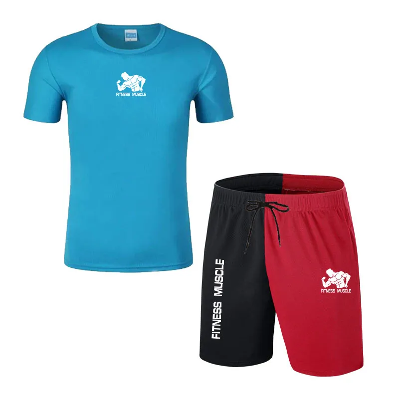 

2 Pcs/Set Men's Tracksuit Gym Fitness badminton Sports Suit Clothes Running Jogging Sport Wear Exercise Workout set sportswear