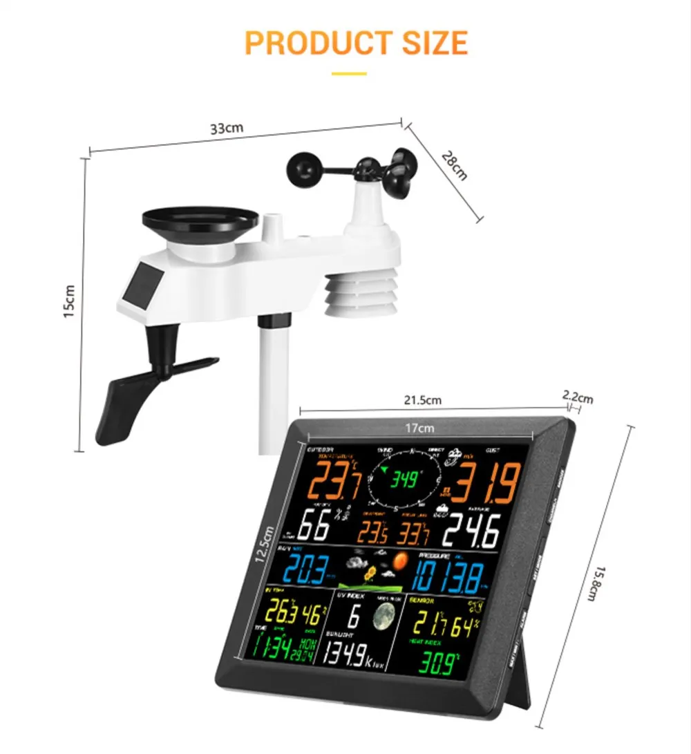 Метеостанция с Wi-Fi цифровым будильником настенные часы для помещений 2 шт.